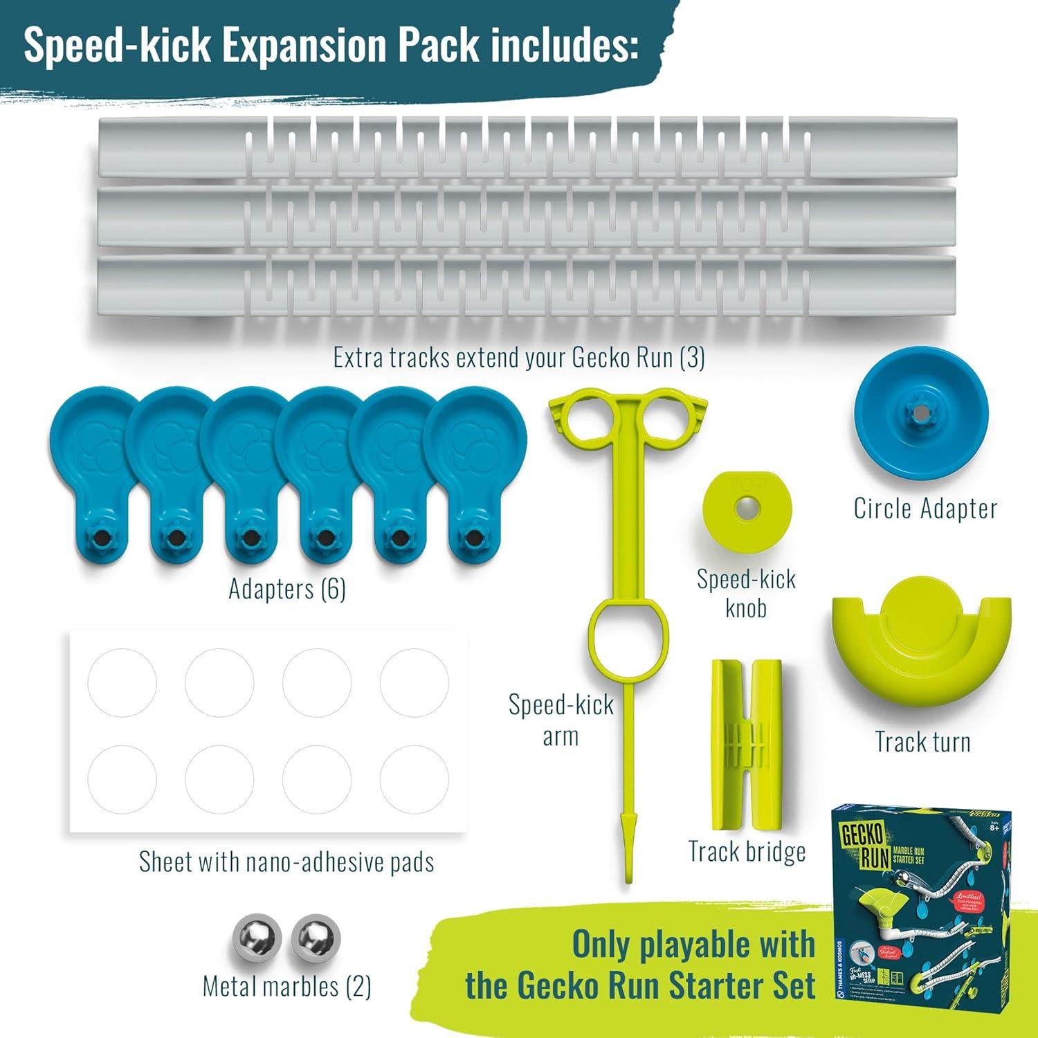imageGecko Run Marble Run SpeedKick Expansion Pack by Thames ampamp Kosmos  Extra Stunt for Vertical Marble Run Starter Set Fast NoMess Setup with ResidueFree NanoAdhesive Pads Hours of Creative Play