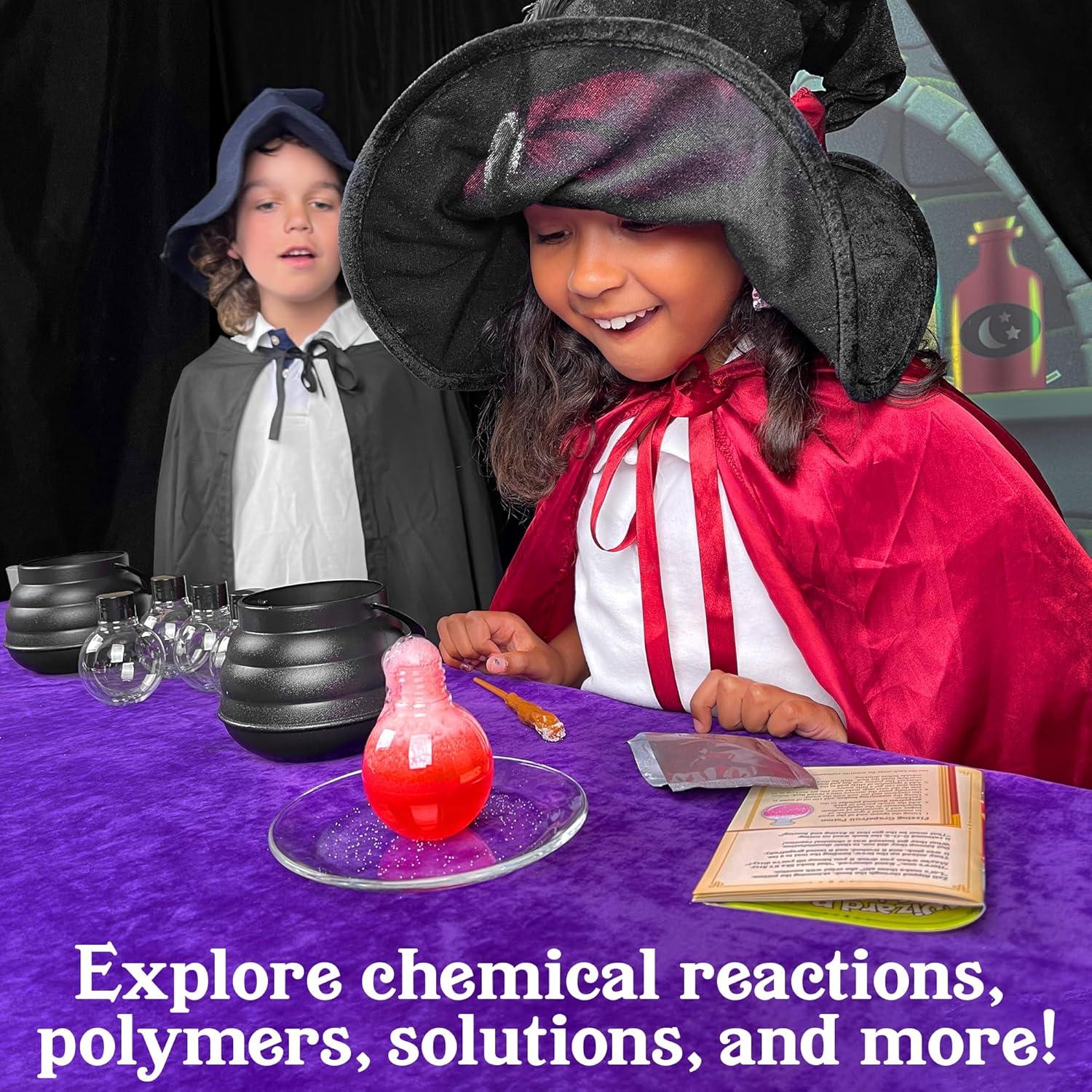 imageTasty Labs Wizard Potion Science Kit  Make 5 Magical Potions Chemistry Experiments Safe to Drink Includes Cauldron ampamp Wand  Study Reactions Polymers ampamp More