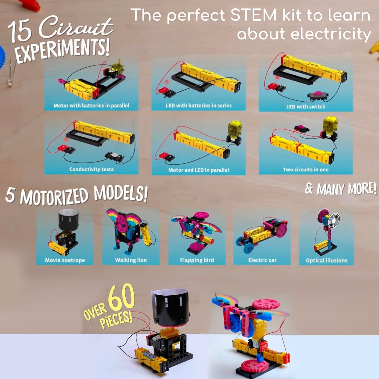 imageThames ampamp Kosmos Easy Electric Circuits STEM Kit  Essential Circuitry Set  15 Experiments 5 Motorized Models  Electricity Current Voltage LEDs ampamp More  Innovative EasytoUse Building System