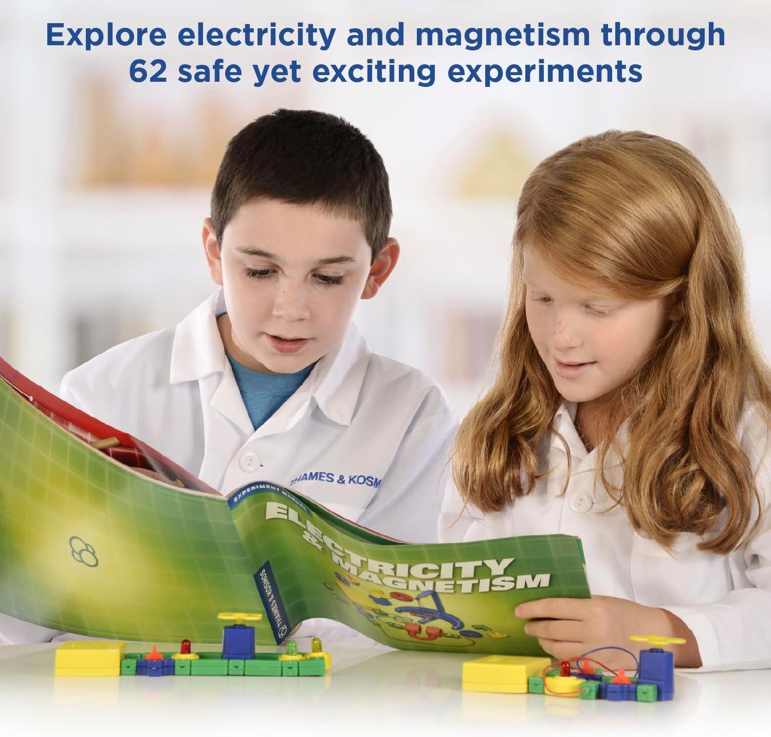 imageThames ampamp Kosmos Electricity ampamp Magnetism Science Kit  62 Safe Experiments Investigating Magnetic Fields ampamp Forces for Ages 8  Assemble Electric Circuits with Easy SnapTogether Blocks