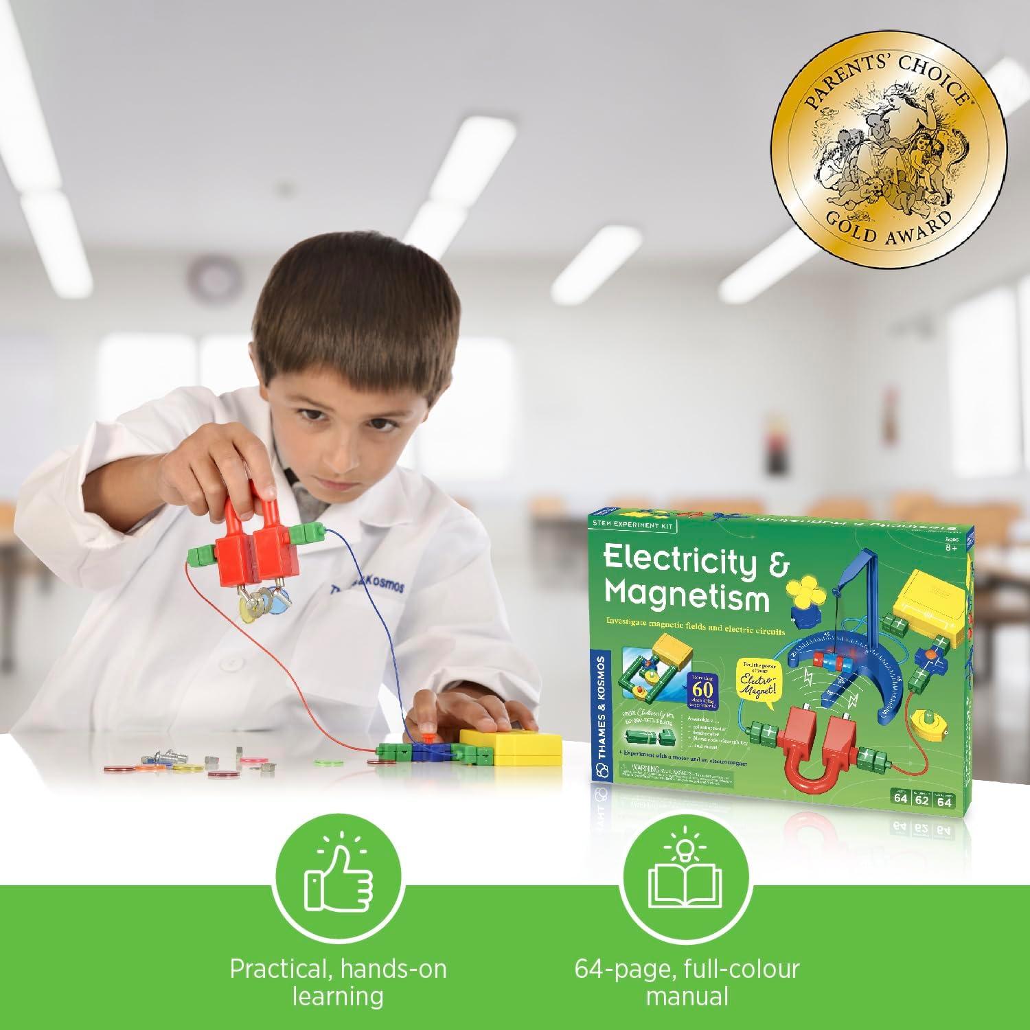 imageThames ampamp Kosmos Electricity ampamp Magnetism Science Kit  62 Safe Experiments Investigating Magnetic Fields ampamp Forces for Ages 8  Assemble Electric Circuits with Easy SnapTogether Blocks