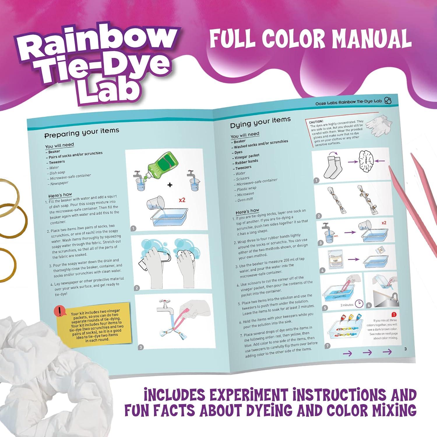 imageThames ampamp Kosmos Ooze Labs Rainbow TieDye Lab STEM Experiment Activity Kit  Design ampamp Make Your Own TieDye Socks ampamp Scrunchies  Explore The Science of Color Mixing ampamp Dyeing  Great Party Activity
