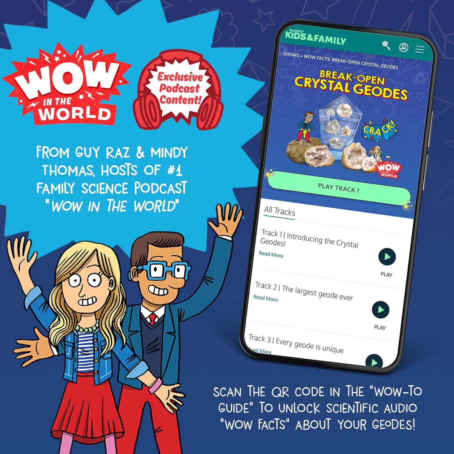 imageWow in The World  10 Real BreakOpen Crystal Geodes with Display Case  Bonus Goggles ampamp Magnifying Glass Companion Audio Content STEM Toy for Boys ampamp Girls 6 by Thames ampamp Kosmos76 x 11 x 3 inches