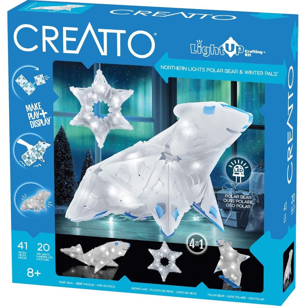 imageCreatto Flashy Fish ampamp Silly Swimmers LightUp 3D Puzzle Kit  Includes Creatto Puzzle Pieces to Make Illuminated Craft Creations Sting Ray Turtle Crab Fish  DIY Activity ampamp LED LightsNorthern Lights Polar Bear