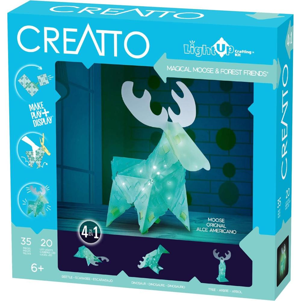 imageCreatto Flashy Fish ampamp Silly Swimmers LightUp 3D Puzzle Kit  Includes Creatto Puzzle Pieces to Make Illuminated Craft Creations Sting Ray Turtle Crab Fish  DIY Activity ampamp LED LightsMagical Moose