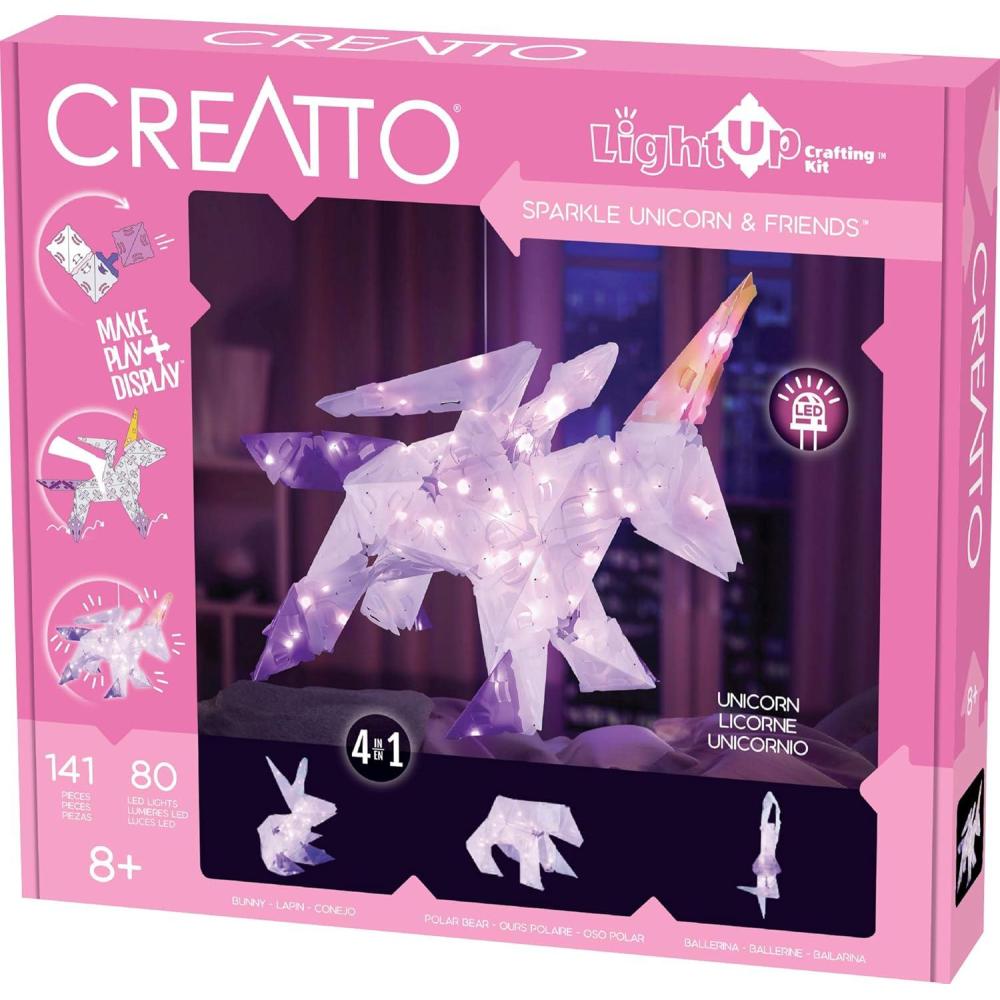 imageCreatto Sunshine Sabertooth ampamp Ferocious Friends LightUp 3D Puzzle Kit  Includes Creatto Puzzle Pieces to Make Illuminated Craft Creations Tiger Mammoth Elasmosaurus Rhino  DIY Activity w LEDsSparkle Unicorn  Friends