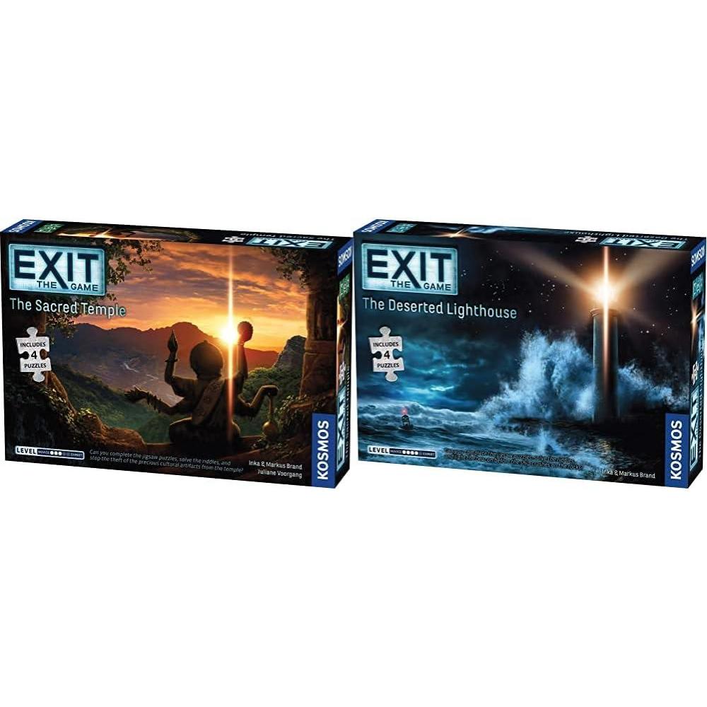 imageEXIT The Game 2Pack Escape Room Bundle  Season 5B  Sacred Temple Deserted Lighthouse  With Jigsaw Puzzles  Escape Room in a Box  A Kosmos Game  AtHome Experience  1 to 4 Players
