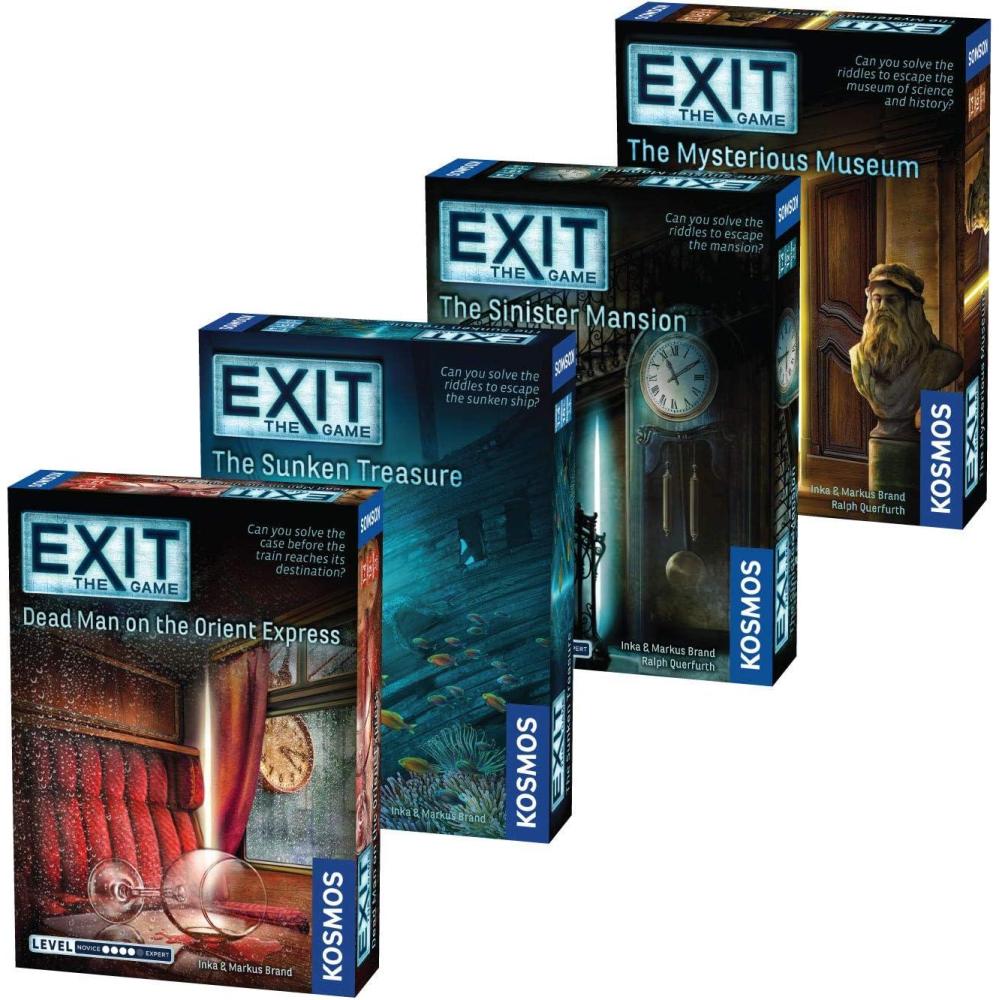 imageEXIT The Game 4Pack Escape Room Bundle  Season 3  Dead Man on the Orient Express  Sinister Mansion  Sunken Treasure  Mysterious Museum  FamilyFriendly Cooperative Game  1 to 4 Players