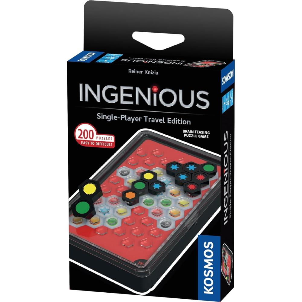 imageIngenious SinglePlayer Travel Edition Kosmos FastPaced Addictive and EasytoLearn Convenient Self Contained Carrying Case Solo Geometric Puzzle Game for Ages 8 and Up
