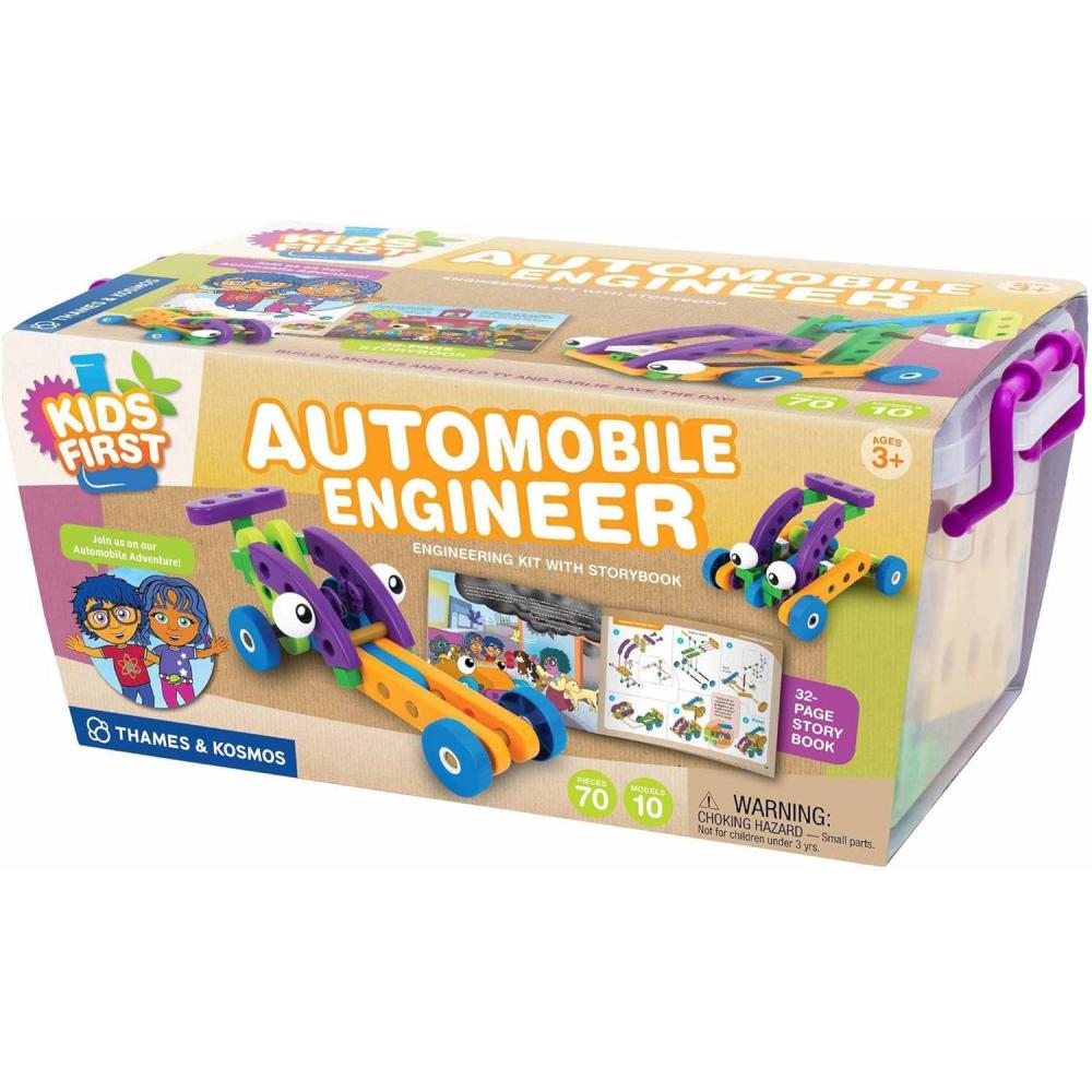 imageKids First Automobile Engineer Kit  STEM  32 Page FullColor Illustrated Storybook  Ages 3  Preschoolers and kindergartners  Develop Fine Motor Skills  Parents Choice Gold AwardAutomobile Engineer with plastic storage bin