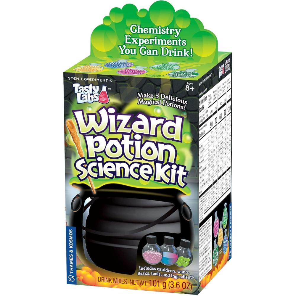 imageTasty Labs Wizard Potion Science Kit  Make 5 Magical Potions Chemistry Experiments Safe to Drink Includes Cauldron ampamp Wand  Study Reactions Polymers ampamp More