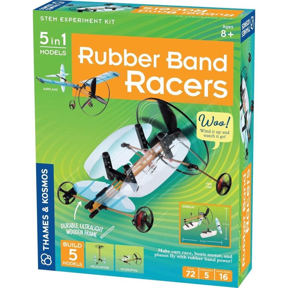 imageThames ampamp Kosmos  Rubber Band Racers Kit  Science Kit  Includes Color Education Manual  Science Toy for Kids 8Green