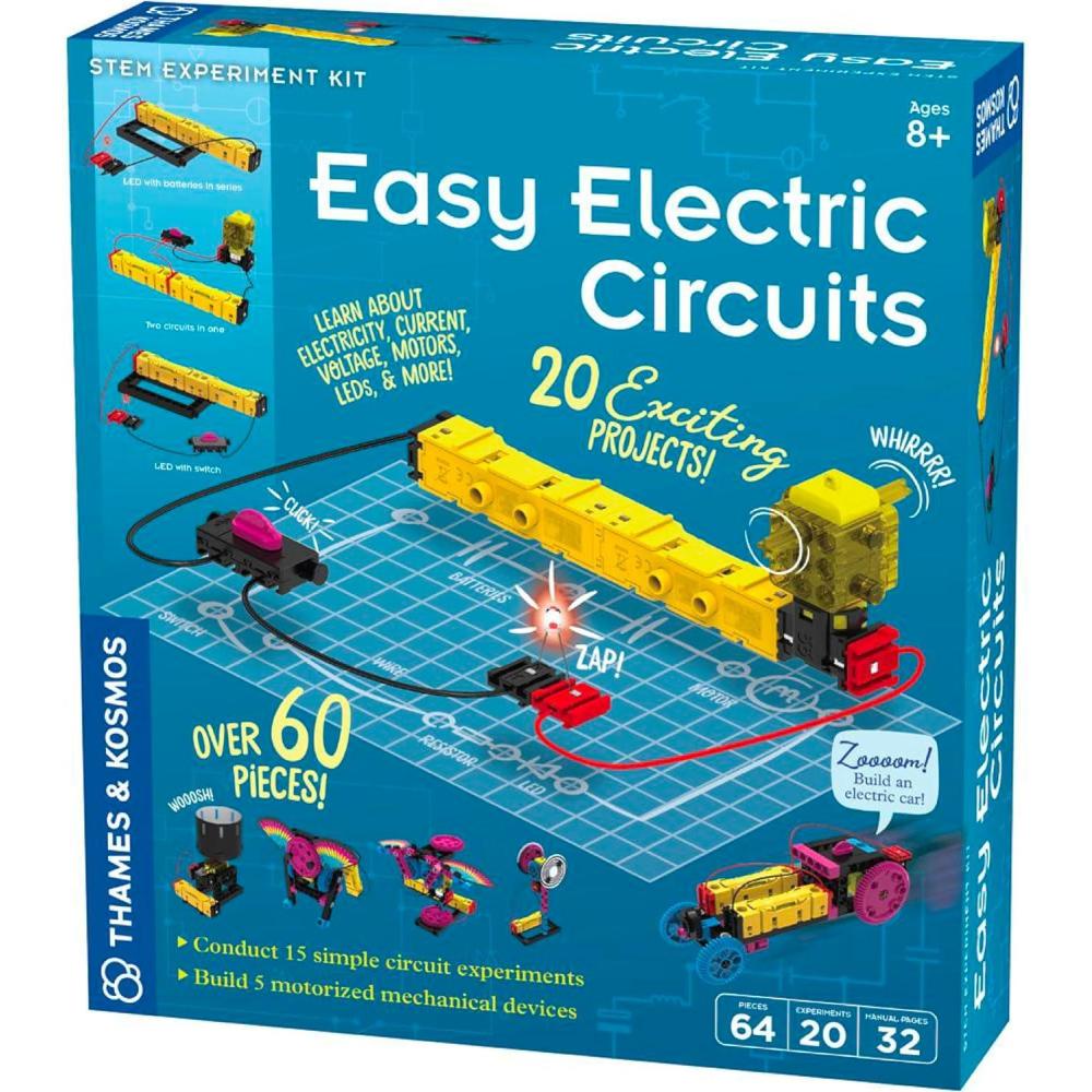imageThames ampamp Kosmos Easy Electric Circuits STEM Kit  Essential Circuitry Set  15 Experiments 5 Motorized Models  Electricity Current Voltage LEDs ampamp More  Innovative EasytoUse Building System