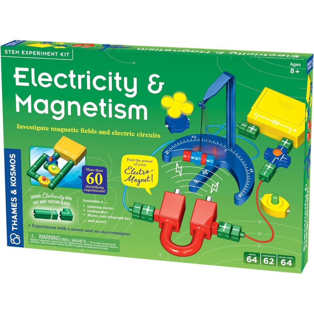 imageThames ampamp Kosmos Electricity ampamp Magnetism Science Kit  62 Safe Experiments Investigating Magnetic Fields ampamp Forces for Ages 8  Assemble Electric Circuits with Easy SnapTogether Blocks