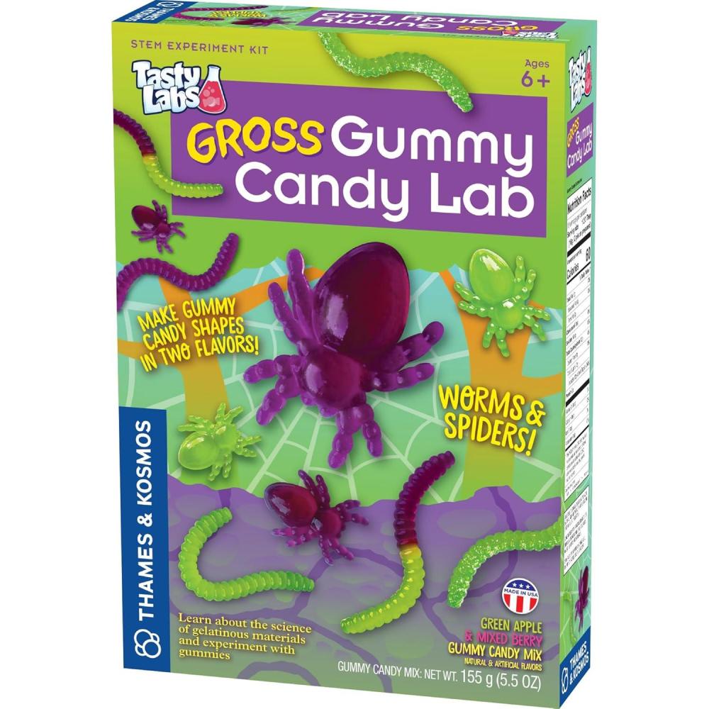 imageThames ampamp Kosmos Gross Gummy Candy Lab Worms ampamp Spiders V20 Tasty Labs STEM Experiment Kit Make Yummy Gummy Candies in Creepy Shapes Explore Chemistry Made in USA Food Ingredients Included