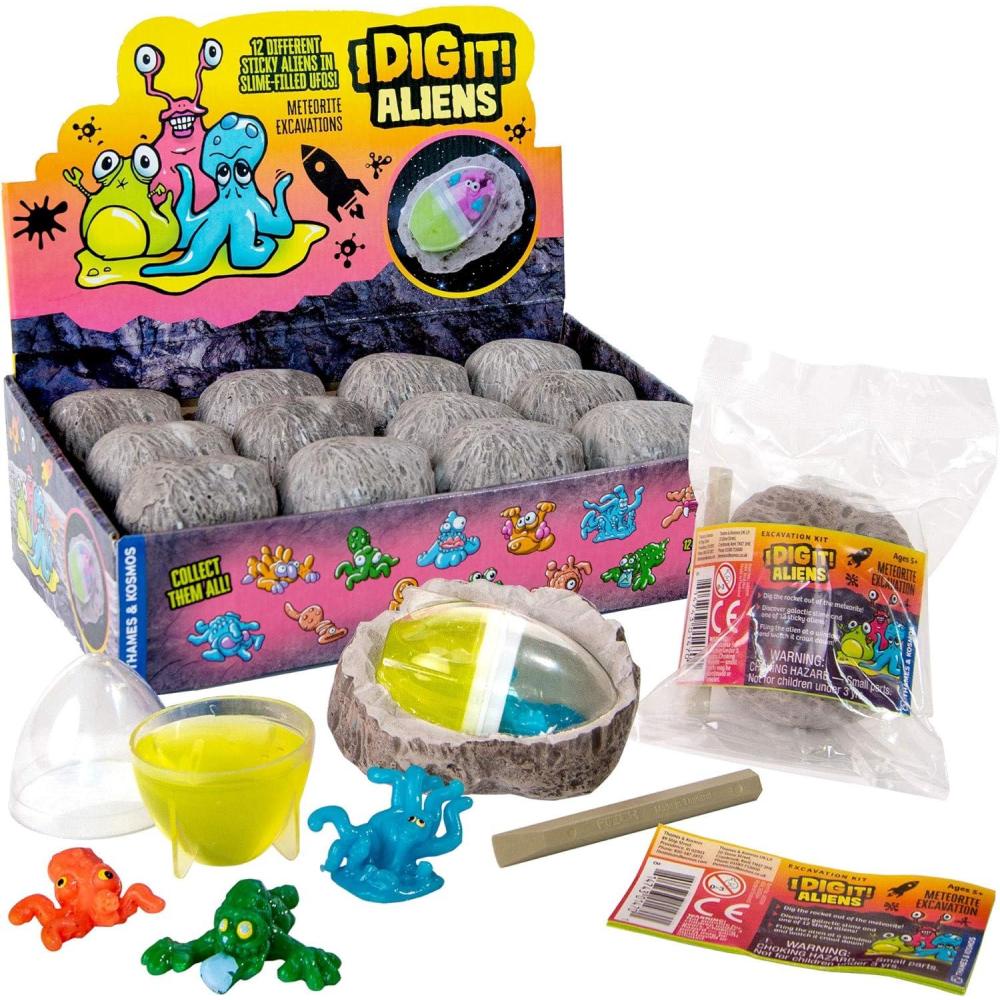 imageThames ampamp Kosmos I Dig It Aliens Meteorite Excavations Gift Set Dig Out SlimeFilled UFOs with Sticky Aliens Inside Set Includes 24 Meteorite Models with 12 Different Aliens Collect Them All