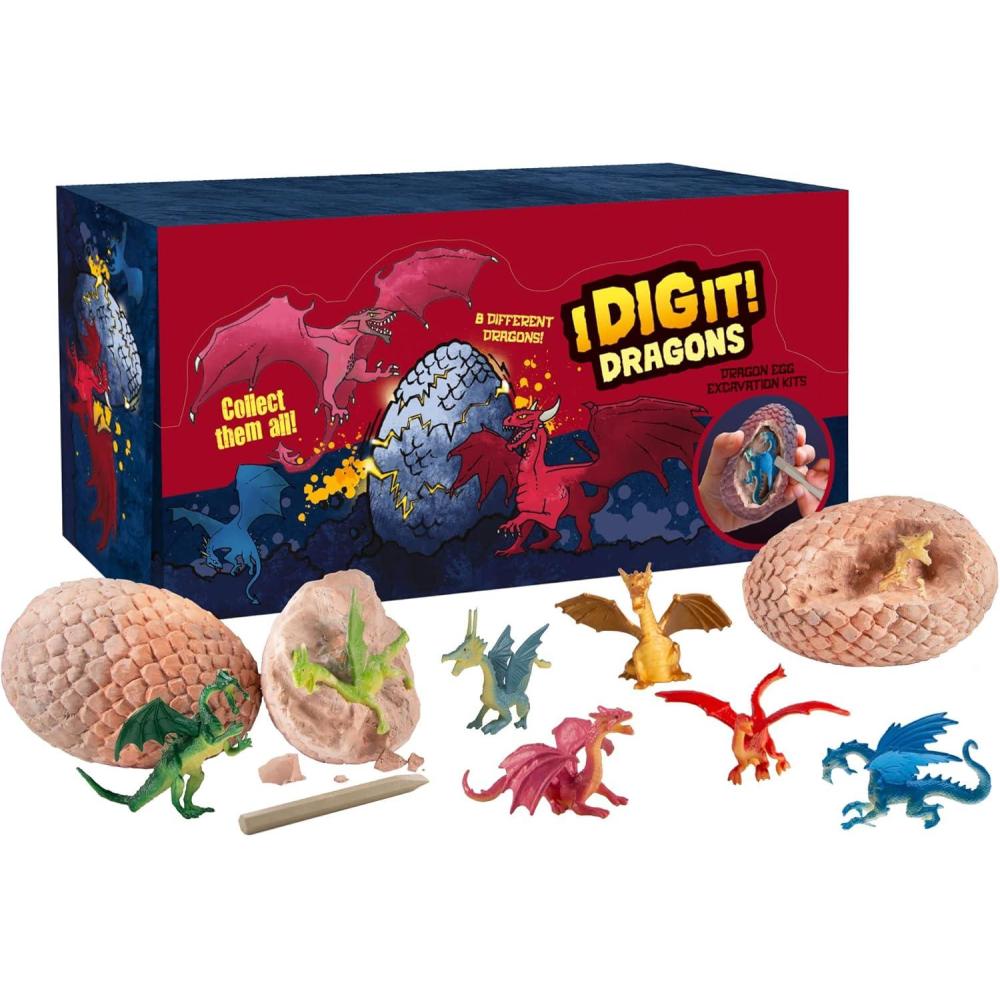 imageThames ampamp Kosmos I Dig It Dragon Egg Excavation Gift Set  24 Excavation Kits wPlastic Dragon Figurines Inside  Party Favors Stocking Stuffers Easter Baskets  8 Unique Dragons to Collect Small