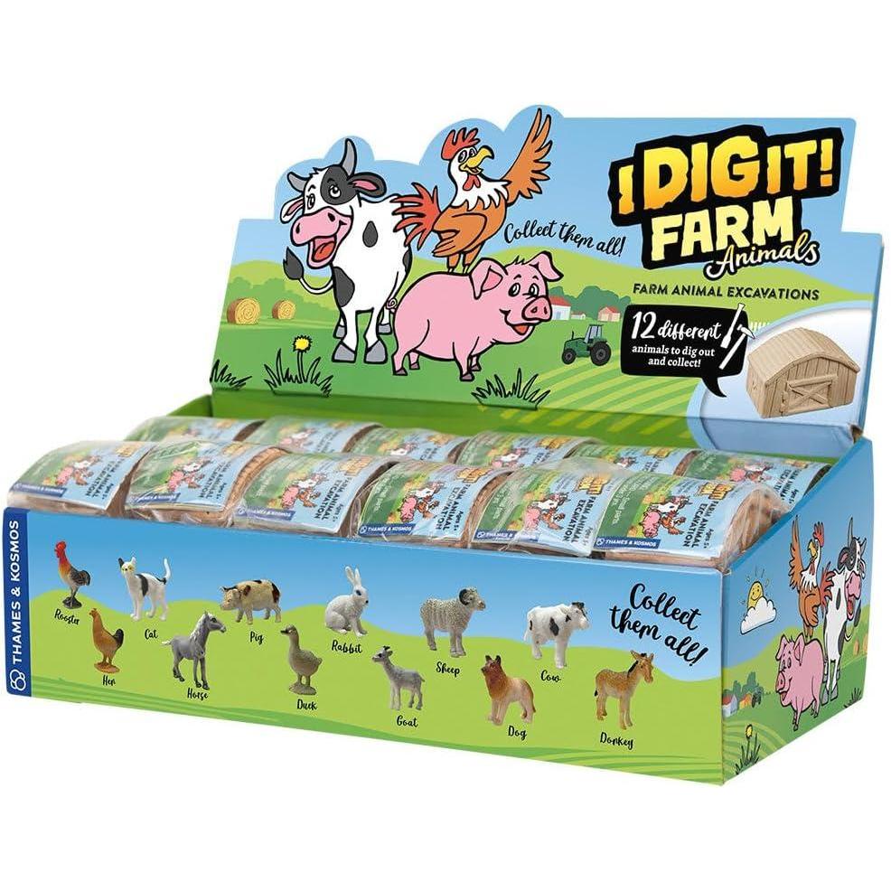 imageThames ampamp Kosmos I Dig It Farm Animals Excavation Gift Set 24 Excavation Kits wPlastic Farm Animals Inside Party Favors Stocking Stuffer Easter Baskets 12 Unique Animals Collect Them All