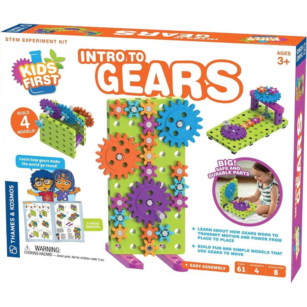 imageThames ampamp Kosmos Kids First Intro to Gears STEM Experiment Kit for Ages 3  Build 4 Models Learn About Gears Power ampamp Motion  Intro to Mechanical Engineering for Young Learners  Durable Parts