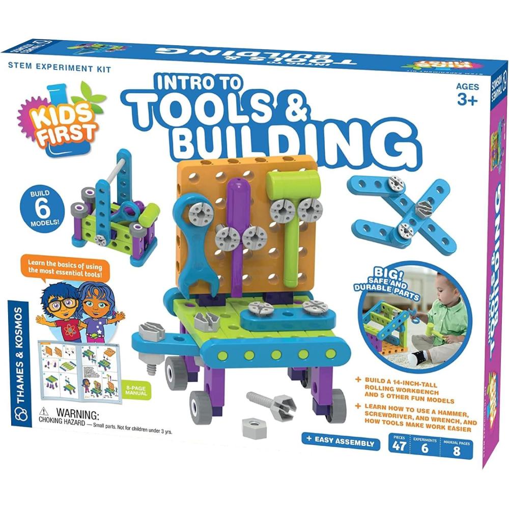 imageThames ampamp Kosmos Kids First Intro to Tools ampamp Building STEM Experiment Kit for Ages 3  Build 6 Models Learn Basic Mechanical Engineering Principles  Make Your Own Workbench with Durable Parts
