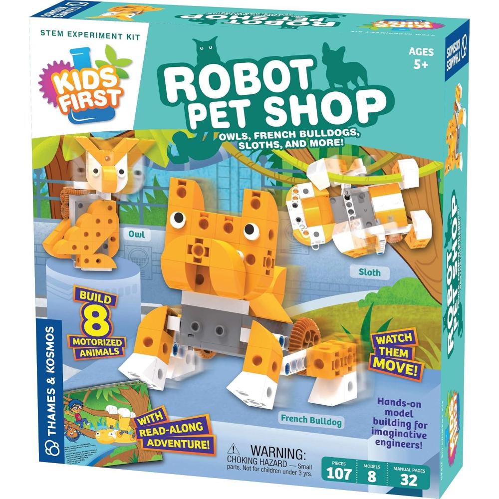 imageThames ampamp Kosmos Kids First Robot Factory Wacky Misfit Rogue Robots STEM Experiment Kit Handson Model Building for Young Engineers Build 8 Motorized Robots Play ampamp Learn with Storybook ManualRobot Pet Shop