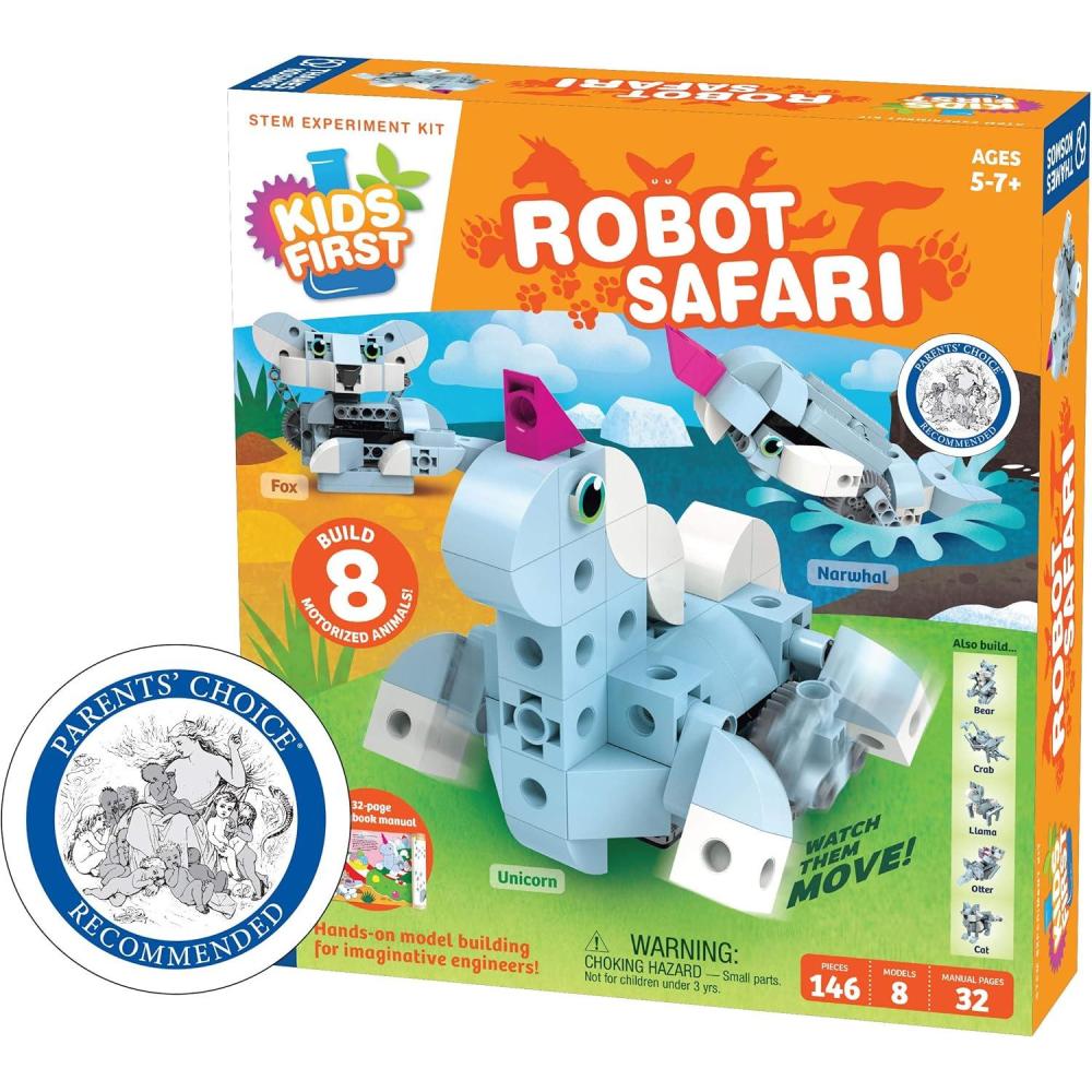 imageThames ampamp Kosmos Kids First Robot Factory Wacky Misfit Rogue Robots STEM Experiment Kit Handson Model Building for Young Engineers Build 8 Motorized Robots Play ampamp Learn with Storybook ManualRobot Safari