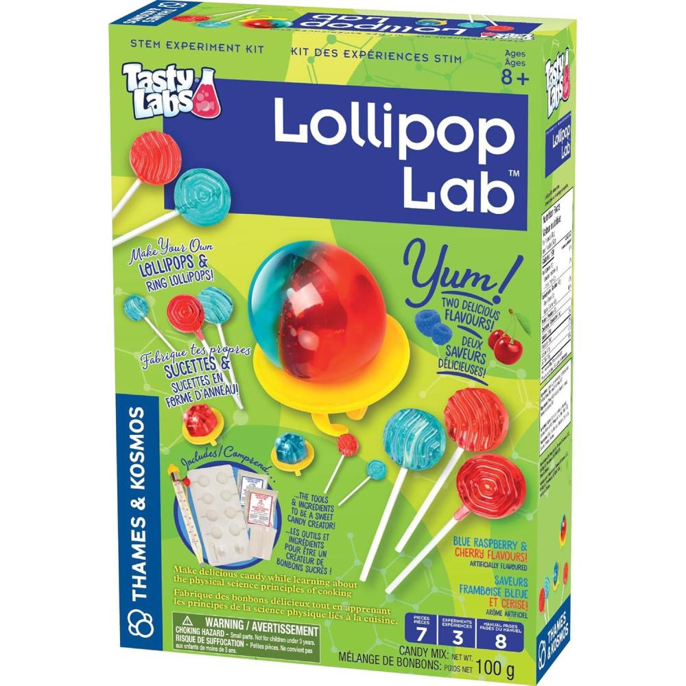 imageThames ampamp Kosmos Lollipop Lab  STEM Experiment ampamp Activity Kit  Make Yummy Red Cherry and Blue Raspberry Lollipops ampamp Ring Lollipops  Explore Chemistry ampamp Math  Includes Real Candy Thermometer2Language Version EnglishFrench