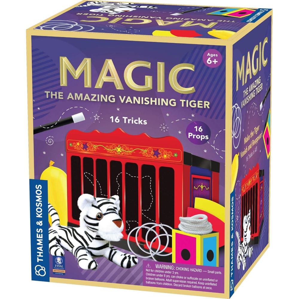 imageThames ampamp Kosmos Magic The Amazing Vanishing Tiger Magic Set 16 Tricks for Magicians Ages 6 Includes Plush White Tiger Magic Cage and Wand ampamp More