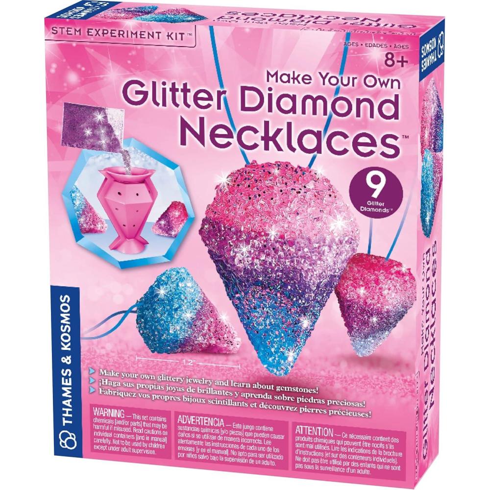 imageThames ampamp Kosmos Make Your Own Glitter Diamond Necklaces STEM Experiment Kit  Make up to 9 Glitter Diamonds ampamp Design ampamp Wear Your Art  DIY Activity Explore Science of Crystals ampamp Diamonds