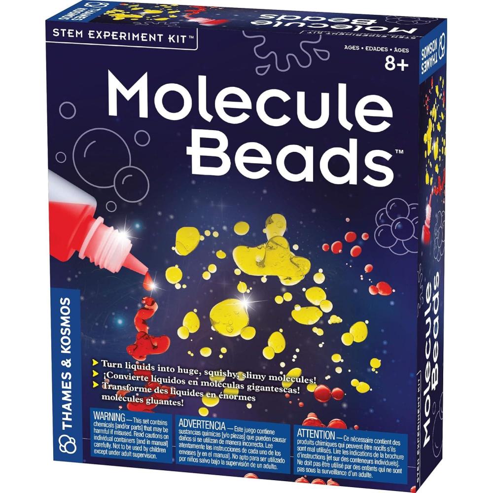 imageThames ampamp Kosmos Molecule Beads STEM Experiment Kit  Turn Liquids into Huge Squishy Slimy Molecules  Learn About Polymers  3Language Instruction Manual English French Spanish