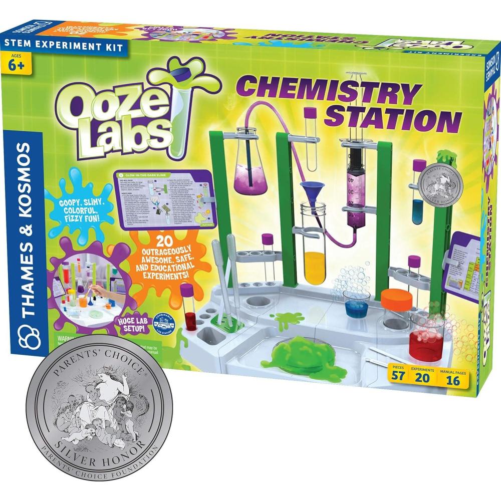 imageThames ampamp Kosmos Ooze Labs Chemistry Station Science Experiment Kit 20 NonHazardous Experiments Including Safe Slime Chromatography Acids Bases ampamp More MultiColorOoze Labs Chemistry Station