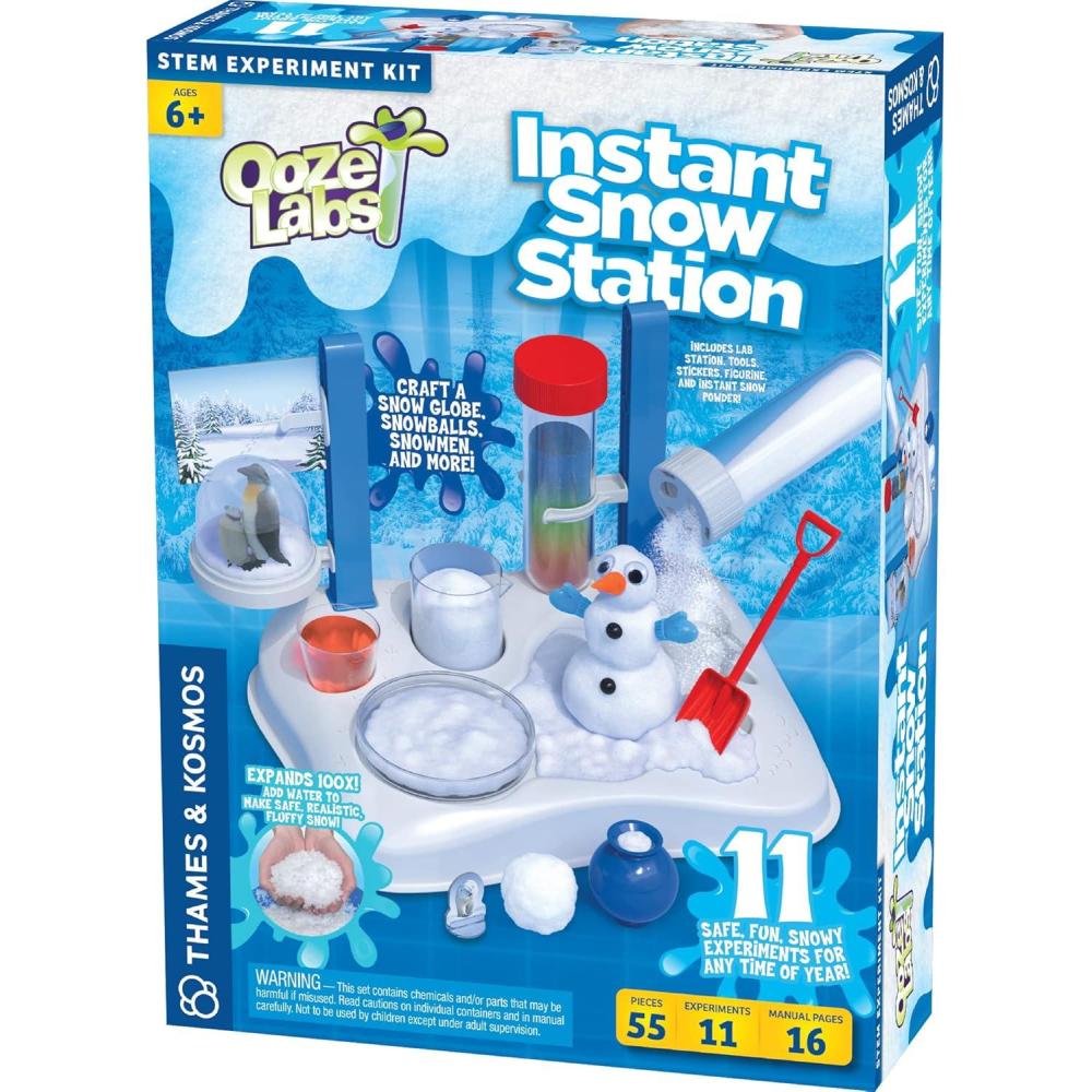 imageThames ampamp Kosmos Ooze Labs Instant Snow Station STEM Experiment Kit ampamp Lab Setup  Make Your Own Fake Snow  11 Safe Fun Snowy YearRound Activities  DIY Snow Globe Included  Explore Polymers