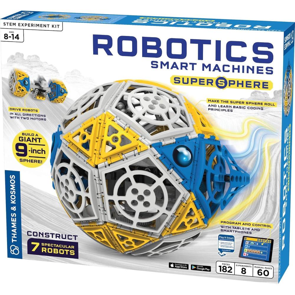 imageThames ampamp Kosmos Robotics Smart Machines  Super Sphere STEM Experiment Kit  Build ampamp Program a 9inch Robotic Sphere  6 Other Robot Models  Basic Coding  Color Manual  Requires Tablet SmartphoneSuper Sphere