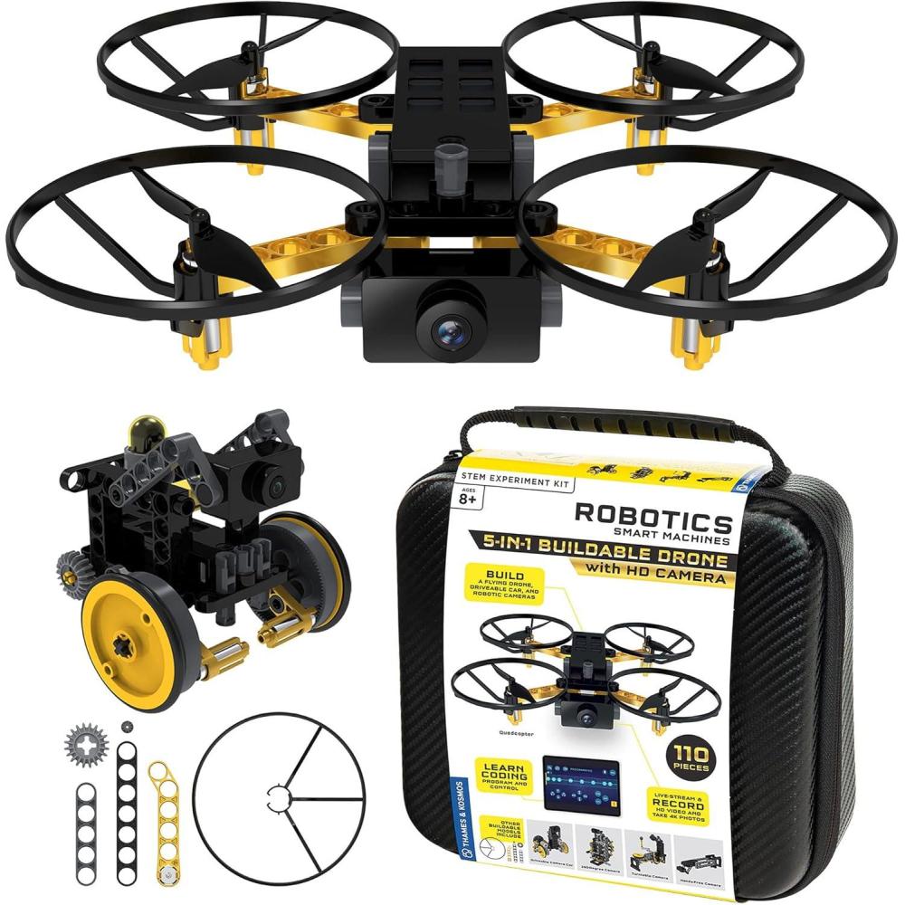imageThames ampamp Kosmos Robotics Smart Machines 5in1 Buildable Drone with HD Camera  Build a HighTech Drone ampamp 4 CameraEnabled Robotic Models  Innovative STEM Kit  Includes free App for iOS or Android