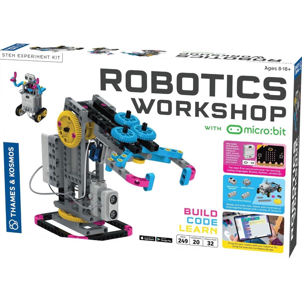 imageThames ampamp Kosmos Robotics Workshop Model Building ampamp Science Experiment Kit  Build ampamp Program 10 Robots with Ultrasonic Sensors  Program ampamp Control with App for iOS ampamp AndroidWith Micro Bit