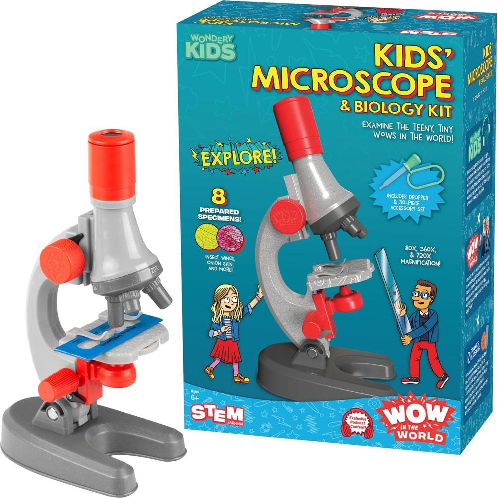 imageWow in The World Kids Microscope ampamp Biology Kit Up to 720x Magnification LED Illumination Prepared ampamp Blank Slides Companion Audio Content Beginner Science Gift for Ages 6 by Thames ampamp Kosmos