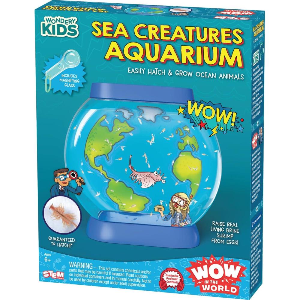 imageWow in The World SEA Creatures Aquarium  Hatch ampamp Raise Real Brine Shrimp Easy Care Customizable Tank Companion Audio Content Bonus Reusable Science Tool STEM Toy for Kids 6 by Thames ampamp Kosmos