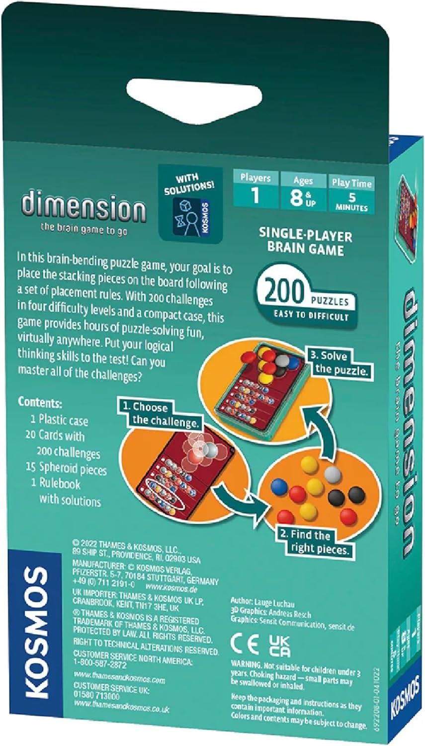 imageDimension The Brain Game to Go  Brainteasers Puzzles Solo Games  1 Player  Dimension  Stacking Game  Kosmos Game
