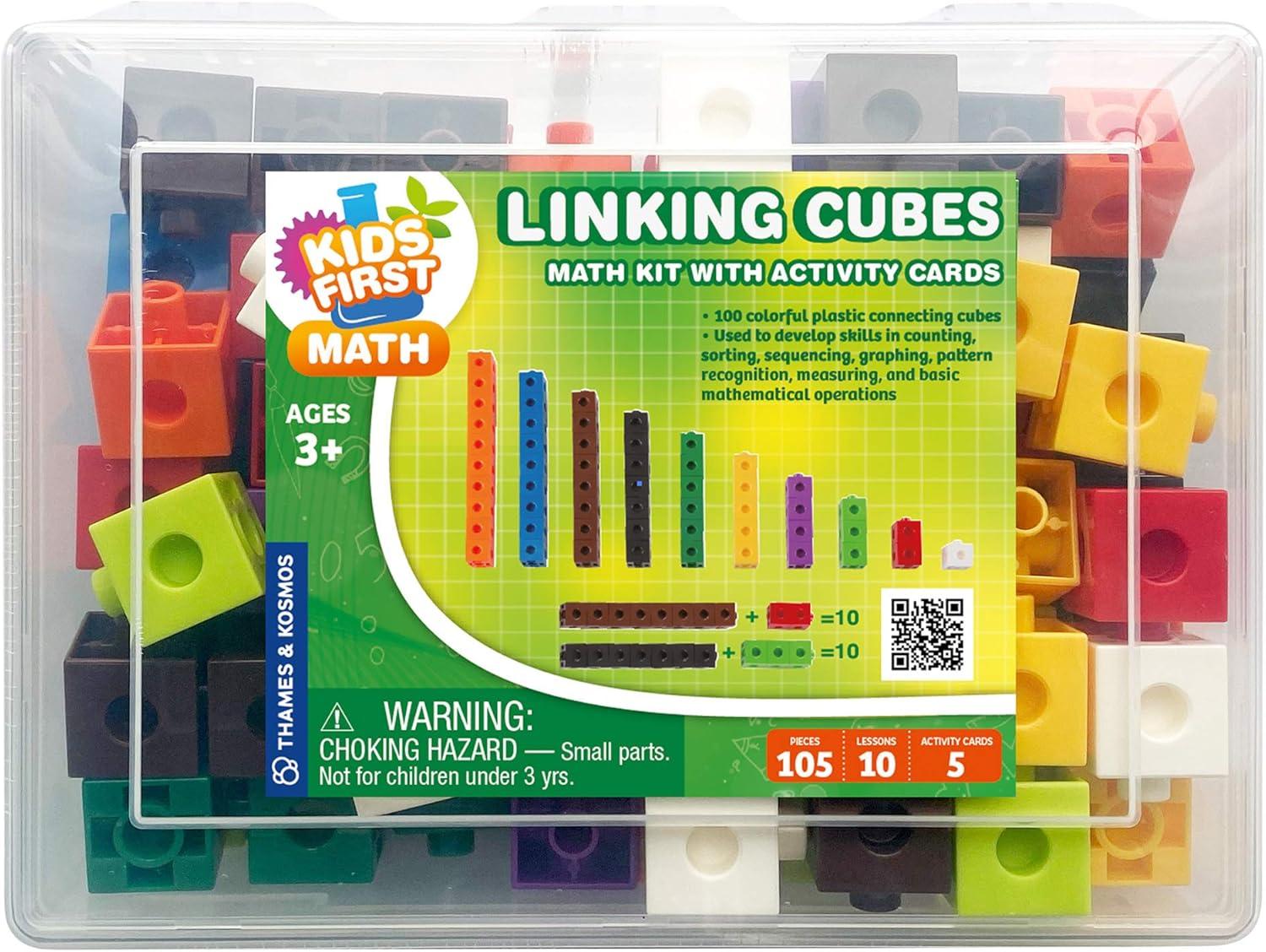 imageKids First Math 100 Linking Cubes Math Kit wActivity Cards  Develop Skills in Counting Sorting Sequencing Graphing Measuring  Visual Handson Math for atHome or Classroom Learning Ages 3