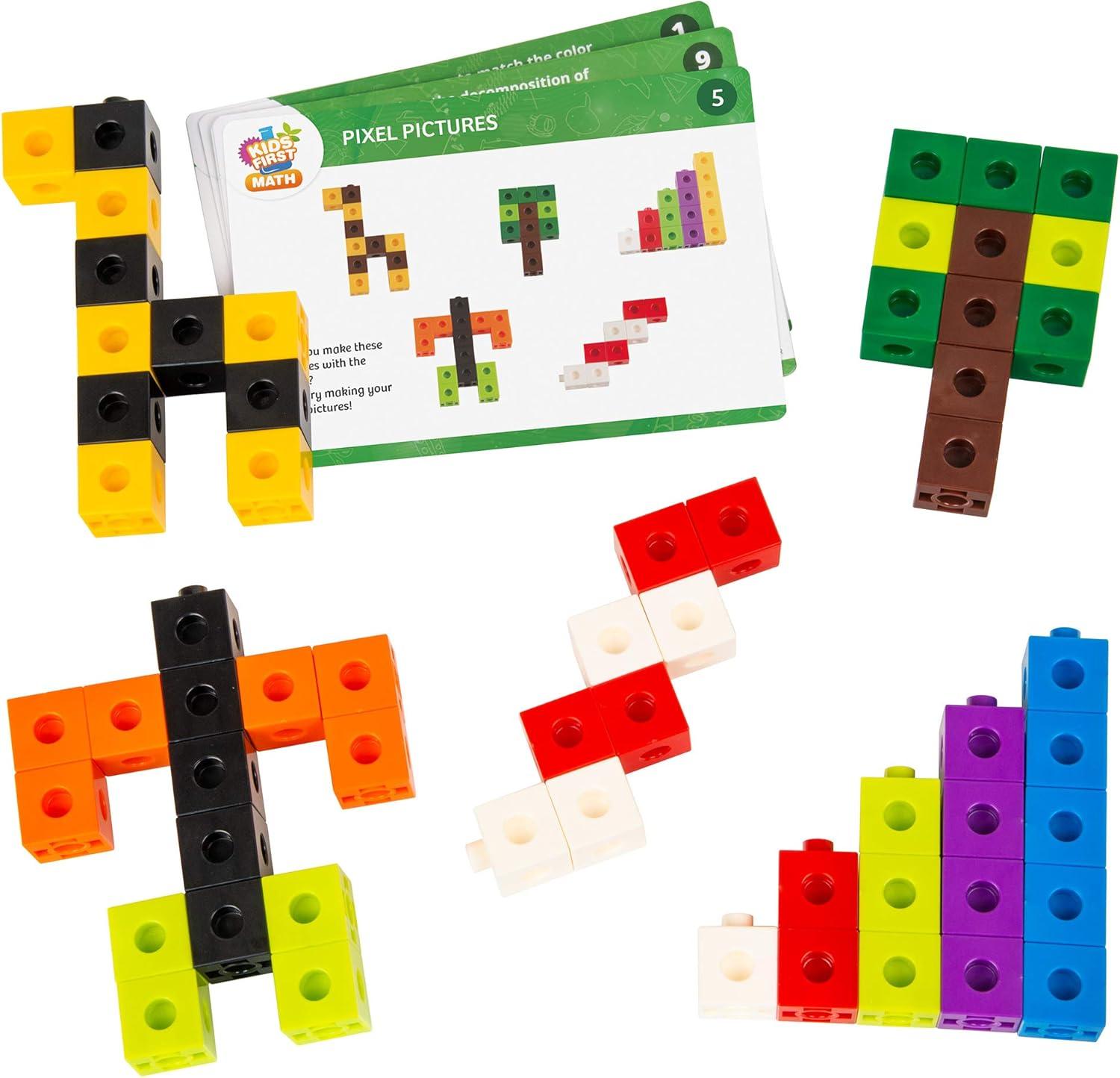 imageKids First Math 100 Linking Cubes Math Kit wActivity Cards  Develop Skills in Counting Sorting Sequencing Graphing Measuring  Visual Handson Math for atHome or Classroom Learning Ages 3