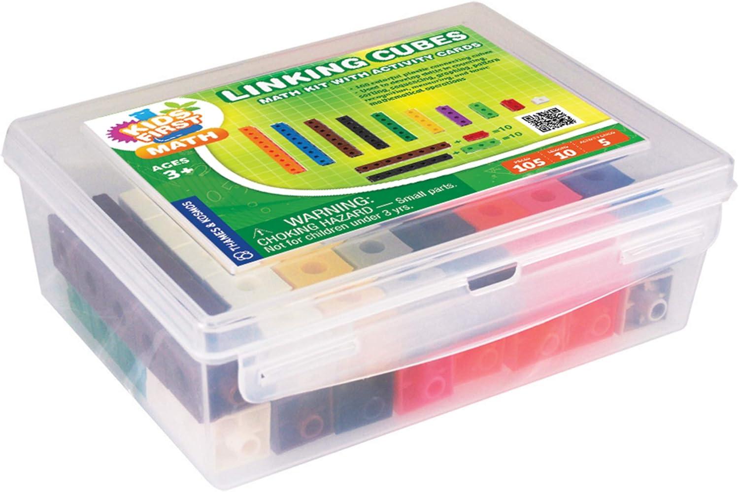 imageKids First Math 100 Linking Cubes Math Kit wActivity Cards  Develop Skills in Counting Sorting Sequencing Graphing Measuring  Visual Handson Math for atHome or Classroom Learning Ages 3