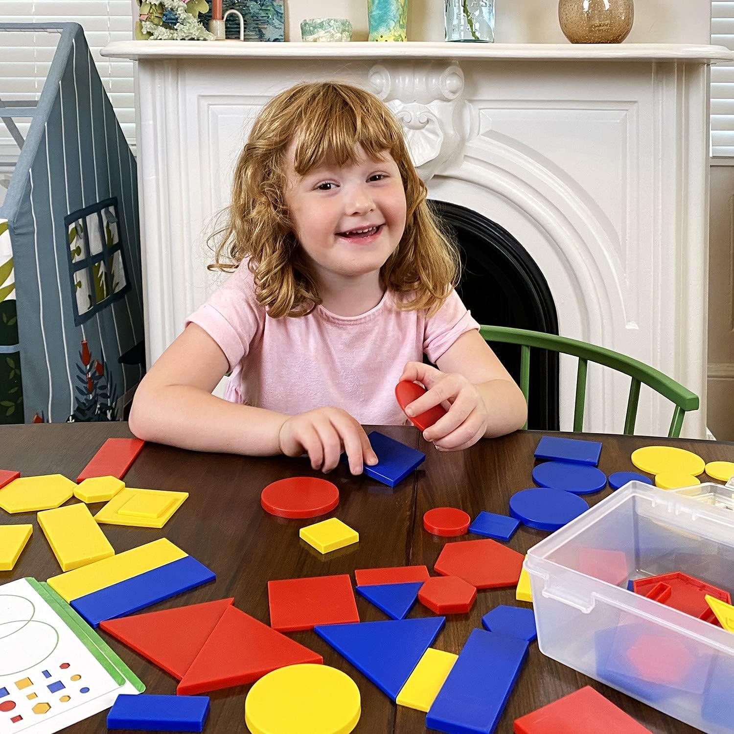 imageKids First Math Attribute Blocks Math Kit with Activity Cards  Develop Skills in Logical Thinking Classifying Comparing  Visual Handson Math for atHome or Classroom Learning Ages 3