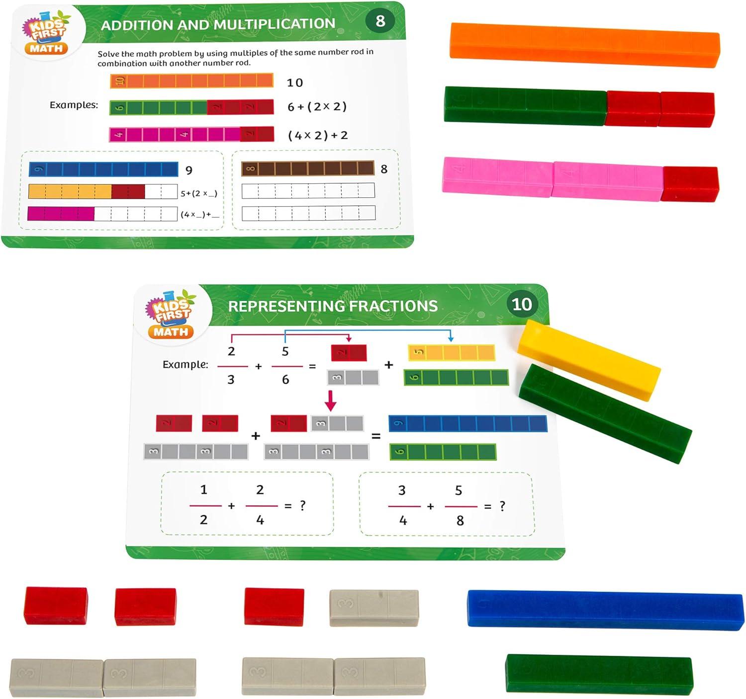 imageKids First Math Number Rods Math Kit wActivity Cards  Develop Skills in Counting Sorting Sequencing Graphing Measuring ampamp More  Visual Handson Math for atHome or Classroom Learning Ages 3