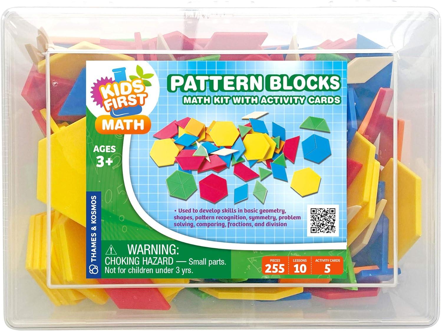 imageKids First Math Pattern Blocks Math Kit wActivity Cards  250 Colorful Plastic Geometric Blocks  Explore Geometry Shapes Division Fractions ampamp More  atHome or Classroom Learning Ages 3