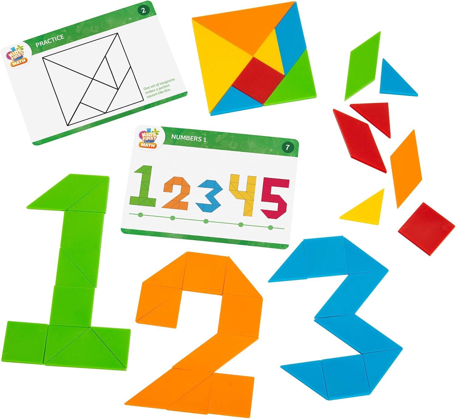 imageKids First Math Tangram Shapes Math Kit wActivity Cards  105 Colorful Plastic Geometric Shapes  Explore Geometry Shapes Matching  Visual Handson Math for AtHome or Classroom Learning Ages 4