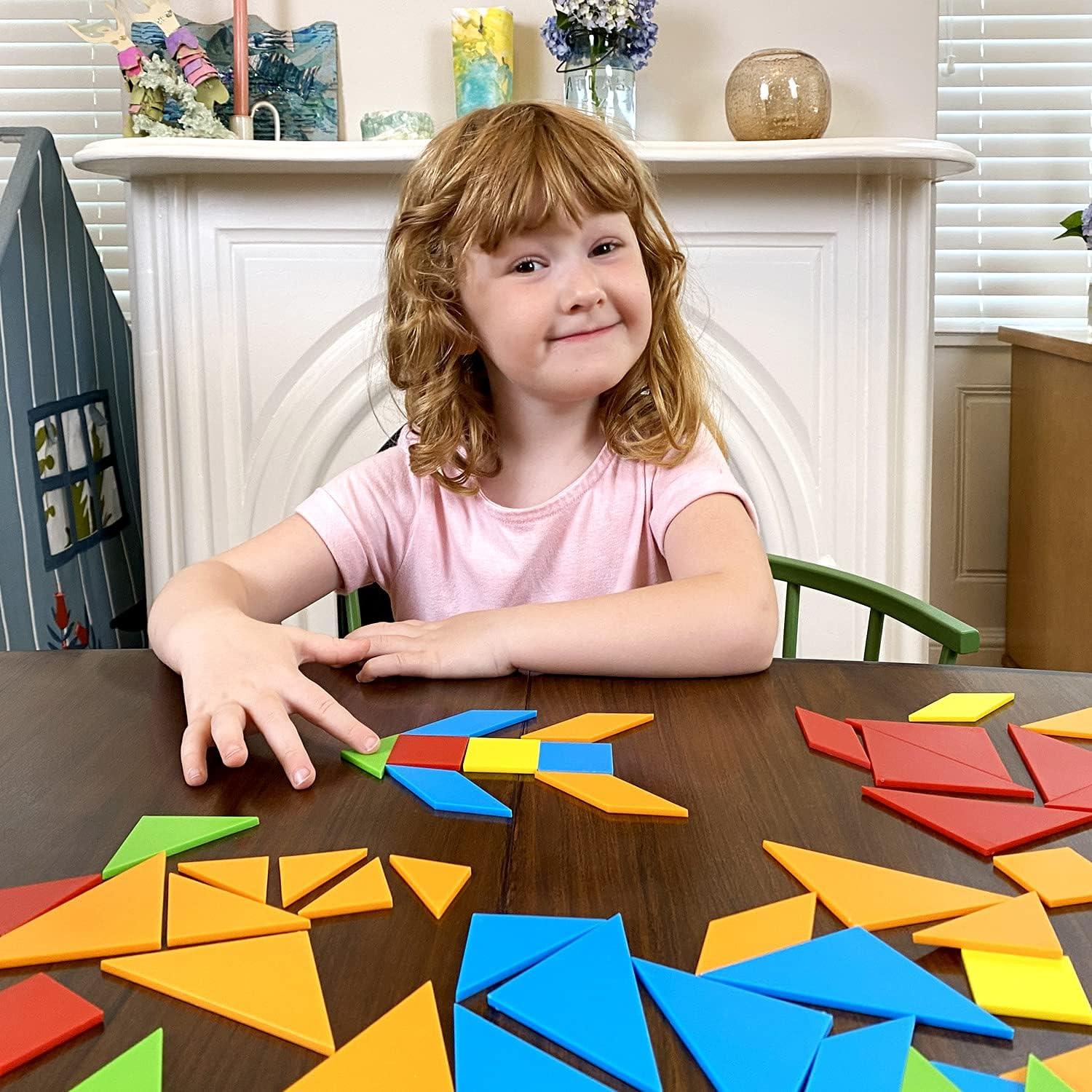 imageKids First Math Tangram Shapes Math Kit wActivity Cards  105 Colorful Plastic Geometric Shapes  Explore Geometry Shapes Matching  Visual Handson Math for AtHome or Classroom Learning Ages 4