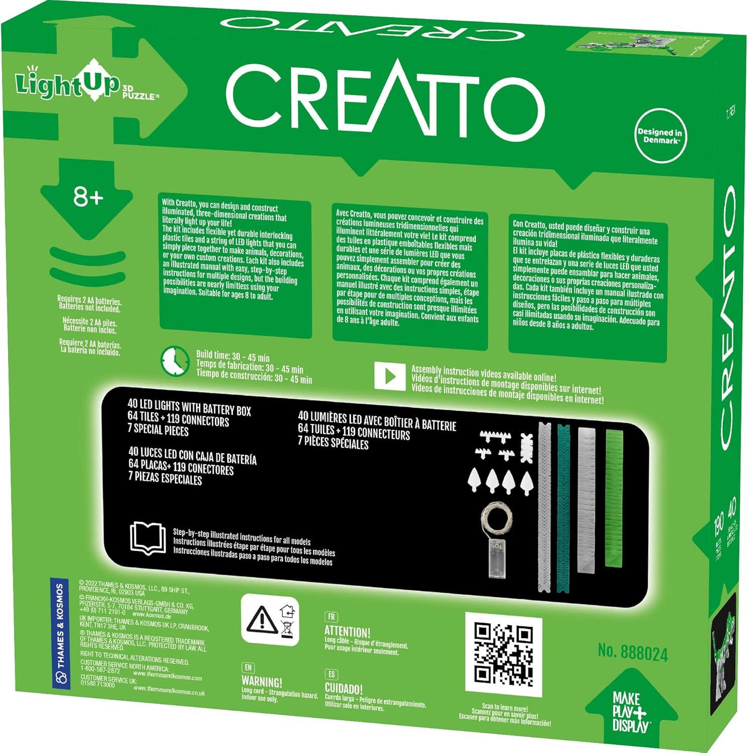 imageThames ampamp Kosmos Creatto Dino Planet LightUp 3D Puzzle Kit  Includes Creatto Puzzle Pieces to Make Your Own Illuminated Craft Creations  DIY Activity Kit ampamp LED Lights