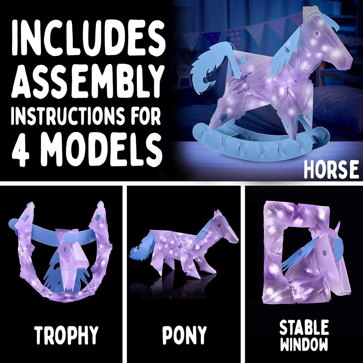 imageThames ampamp Kosmos Creatto Twilight Rocking Horse ampamp The Giddyup Gang LightUp 3D Puzzle Kit Includes Creatto Puzzle Pieces to Make Your Own Illuminated Craft Creations DIY Activity ampamp LED Lights