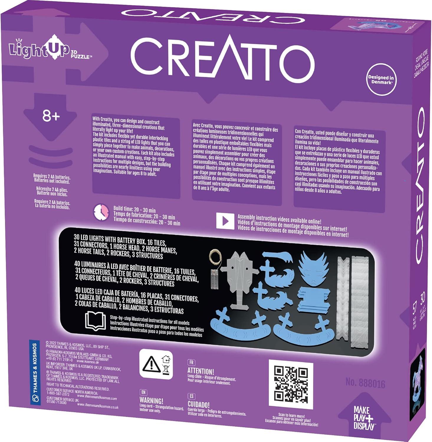 imageThames ampamp Kosmos Creatto Twilight Rocking Horse ampamp The Giddyup Gang LightUp 3D Puzzle Kit Includes Creatto Puzzle Pieces to Make Your Own Illuminated Craft Creations DIY Activity ampamp LED Lights