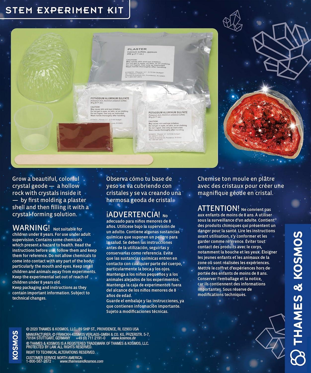 imageThames ampamp Kosmos Crystal Geode STEM Experiment Kit Grow a Beautiful Colorful Crystal Geode Explore Crystals Rocks ampamp Minerals 3Language Instruction Manual English French Spanish